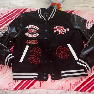 The Wild Collective Black San Francisco 49ers Varsity Jacket